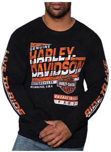 Harley-Davidson Men's Powerhouse H-D Crew-Neck Long Sleeve T-Shirt, Black