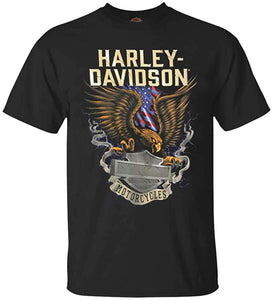 Harley-Davidson Men's Eagle Block B&S Short Sleeve Crew Neck T-Shirt, Black