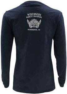 Harley-Davidson Women's Honorable Retro Long Sleeve Cotton Shirt - Navy