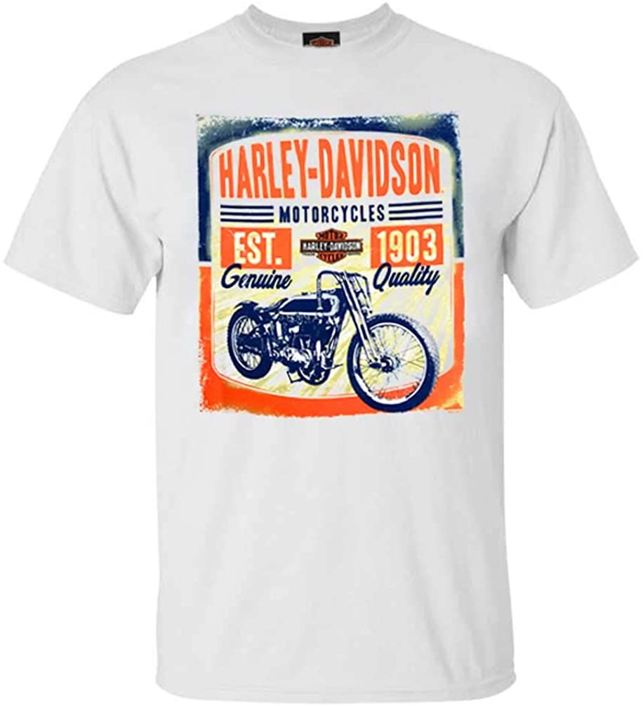 Harley-Davidson Men's Vintage Track Short Sleeve Crew-Neck T-Shirt, White