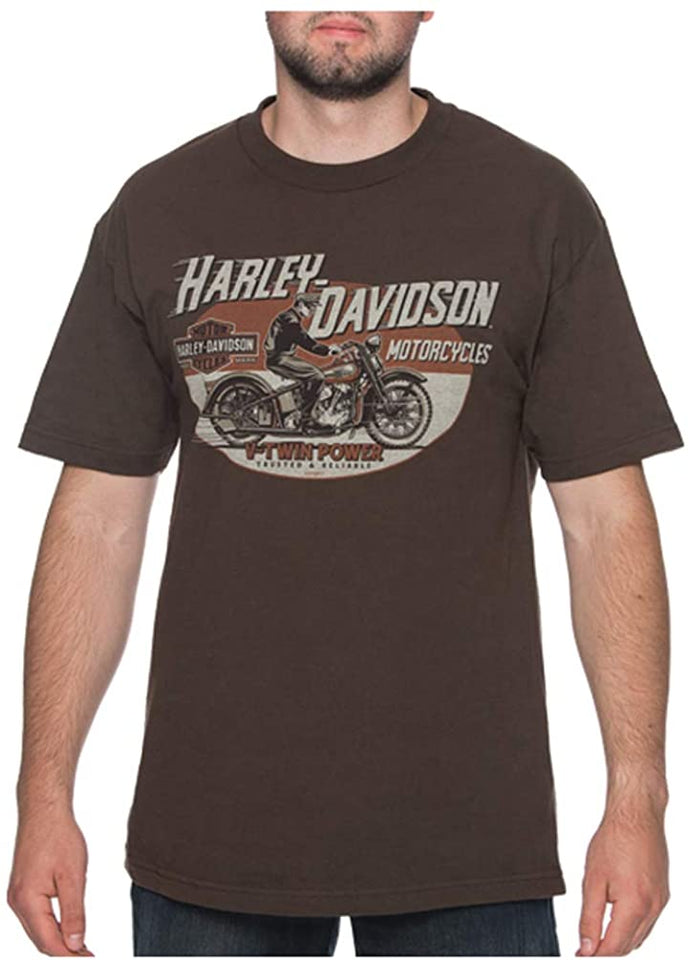 Harley-Davidson Men's Winner Vintage Short Sleeve Crew-Neck T-Shirt - Dark Brown