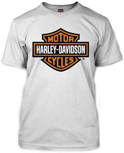 Harley-Davidson Men's Orange Bar & Shield White T-Shirt 30290590 (2XL)