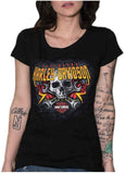 Harley-Davidson Women's Steel Roses Round Neck Short Sleeve Tee - Black