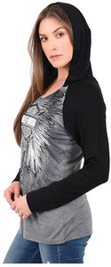 Harley-Davidson Women's Embellished Colorblocked Long Sleeve Hooded T-Shirt