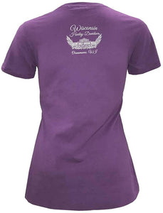 Harley-Davidson Women's Swirl Script Short Sleeve Boyfriend Cotton Tee, Purple