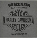 Harley-Davidson Men's Hype H-D Long Sleeve Crew-Neck Cotton T-Shirt, Charcoal