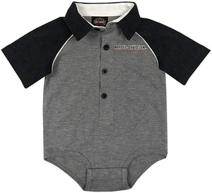 Harley-Davidson Baby Boys' Knit Shop Short Sleeve Newborn Shirt Creeper - Gray