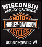 Harley-Davidson Men's Elongated Orange Bar & Shield Black T-Shirt 30290285