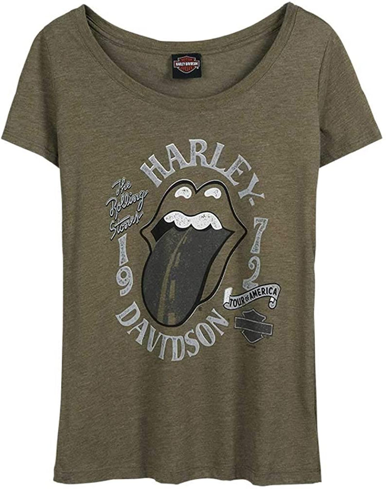 Harley-Davidson Women's Rolling Stones Highway Short Sleeve Tee - Military Green