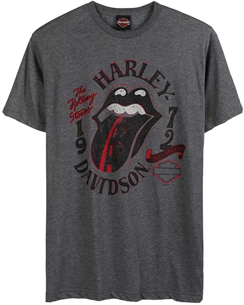 Harley-Davidson Men's Rolling Stones Highway Short Sleeve Crew-Neck Tee - Gray