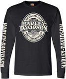 Harley-Davidson Men's Distressed Branded Oval Long Sleeve Crew Neck Shirt, Black