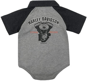 Harley-Davidson Baby Boys' Knit Shop Short Sleeve Newborn Shirt Creeper - Gray