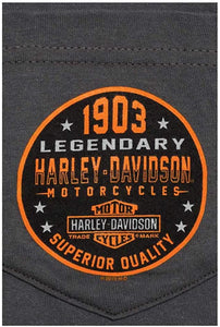 Harley-Davidson Men's Legendary 1903 Chest Pocket Short Sleeve T-Shirt, Gray