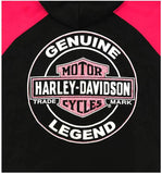 Harley-Davidson Big Girls' Glittery B&S Knit Zippered Hoodie, Black & Pink