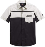 Harley-Davidson Mens Performance Vented Colorblocked Black Short Sleeve Woven Shirt - LG