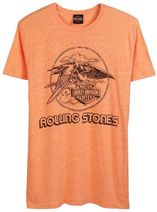 Harley-Davidson Men's Rolling Stones Jet Eagle Short Sleeve Crew Tee - Orange