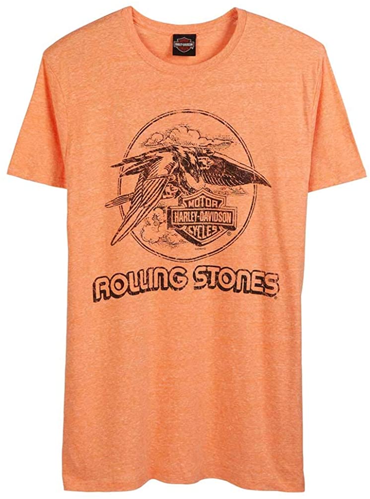 Harley-Davidson Men's Rolling Stones Jet Eagle Short Sleeve Crew Tee - Orange