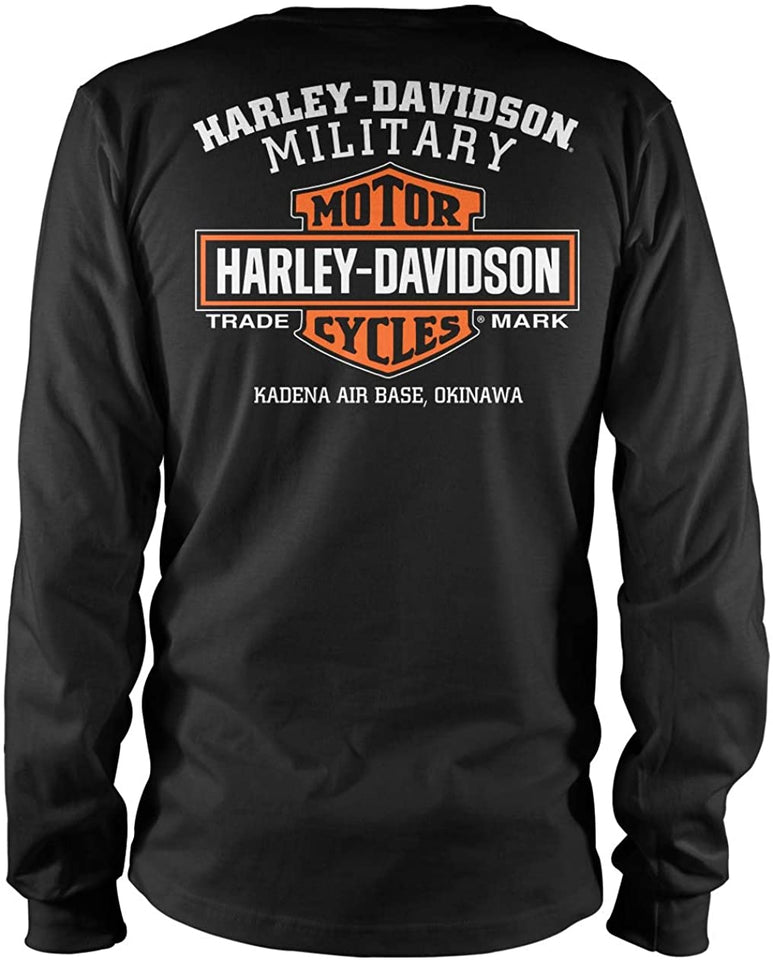 Harley-Davidson Military - Men's Black Long-Sleeve Eagle Graphic T-Shirt - Kadena Air Base | Eagle Ride