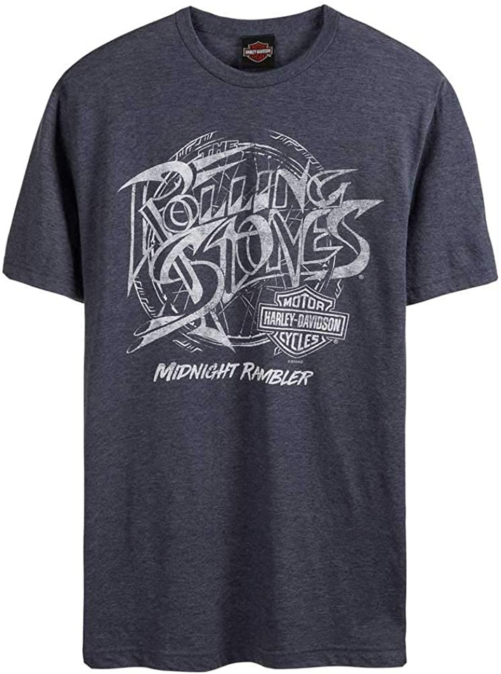 Harley-Davidson Men's Rolling Stones Midnight Rambler Short Sleeve T-Shirt, Blue