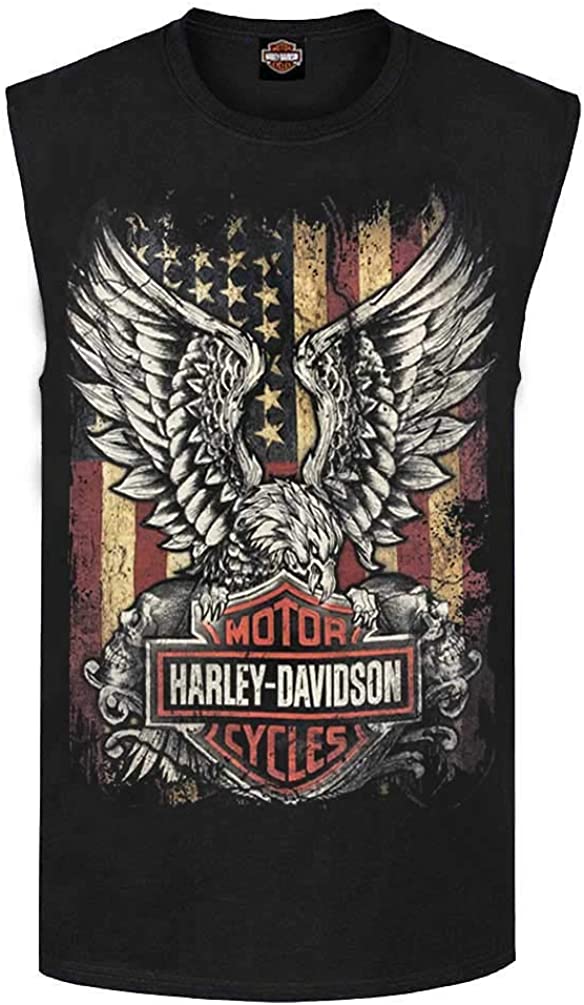 Harley-Davidson Men's Custom Freedom Sleeveless Crew Neck Muscle Shirt - Black