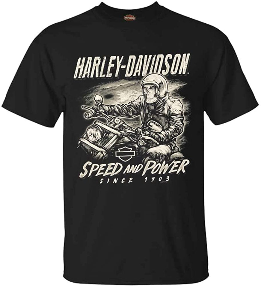 Harley-Davidson Men's Speed & Power Biker Short Sleeve Cotton T-Shirt, Black