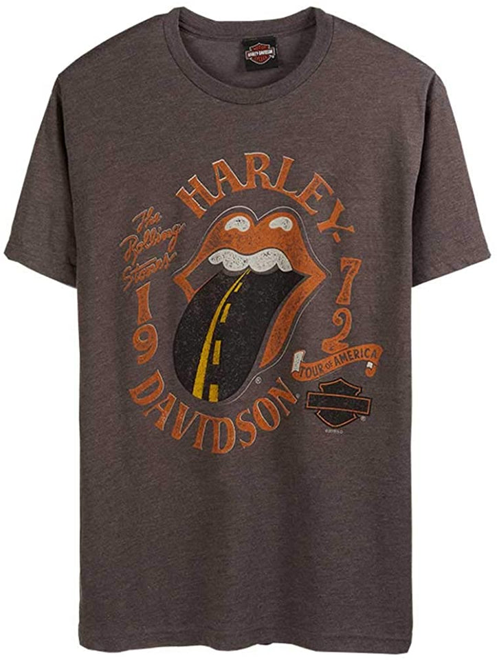 Harley-Davidson Men's Rolling Stones Highway Short Sleeve Crew-Neck Tee - Brown