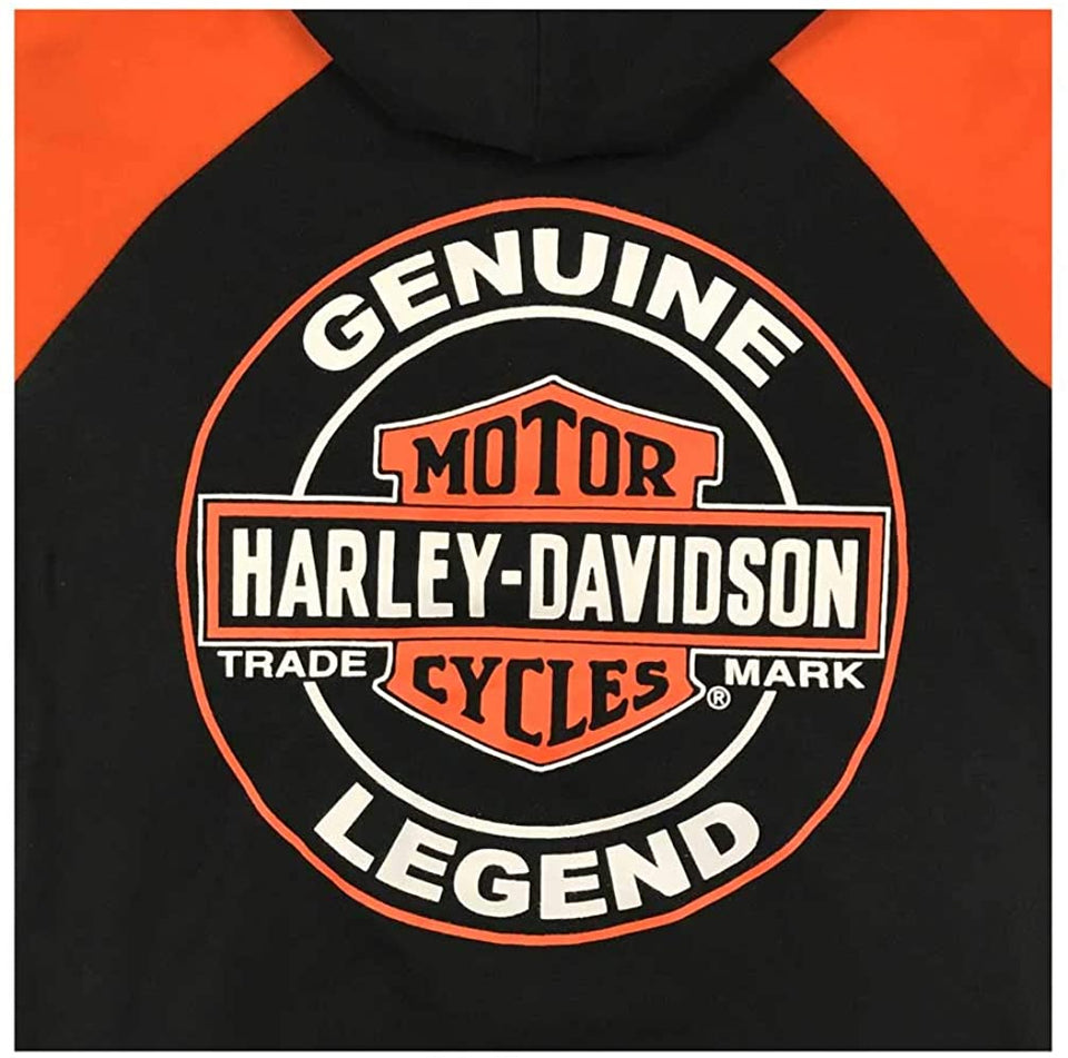 Harley-Davidson Big Boys' Bar & Shield Knit Zippered Hoodie, Black & Orange