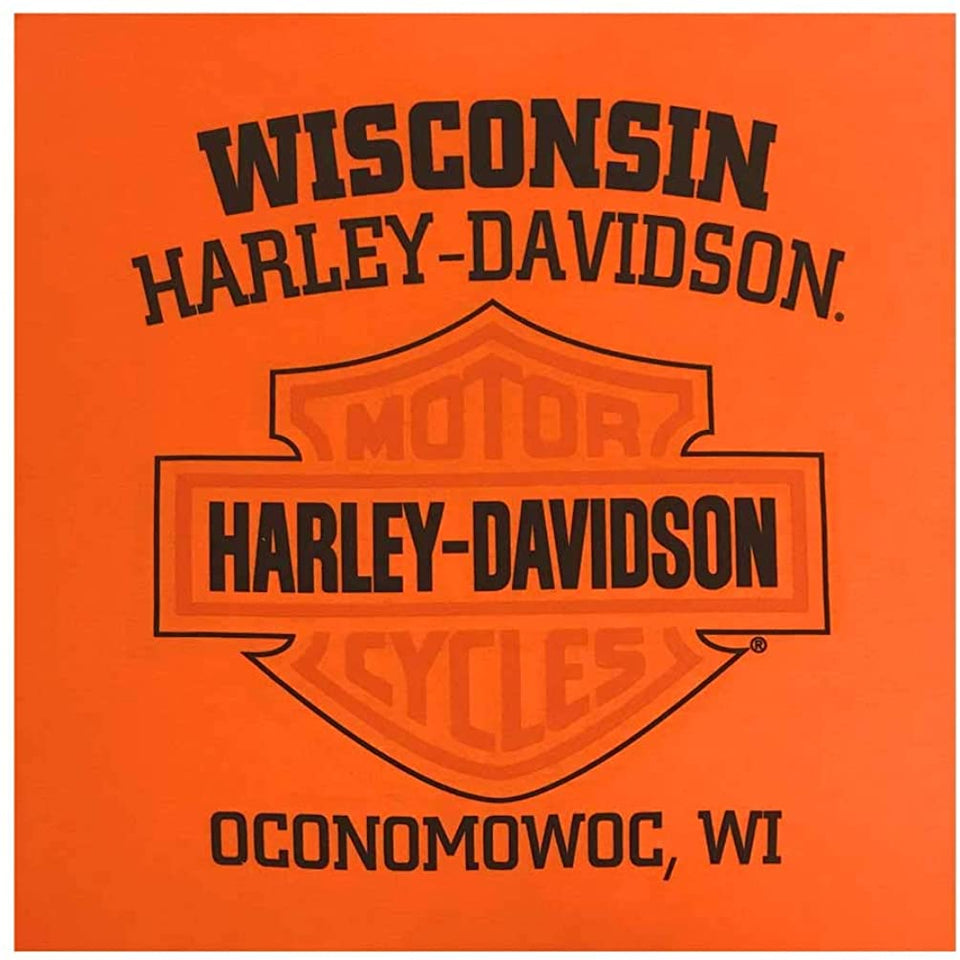 Harley-Davidson Men's Bar & Shield Long Sleeve Crew-Neck Shirt, Safety Orange