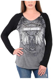 Harley-Davidson Women's Embellished Colorblocked Long Sleeve Hooded T-Shirt