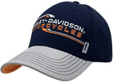 Harley-Davidson Men's Lineation Embroidered Adjustable Baseball Cap, Navy & Gray Blue