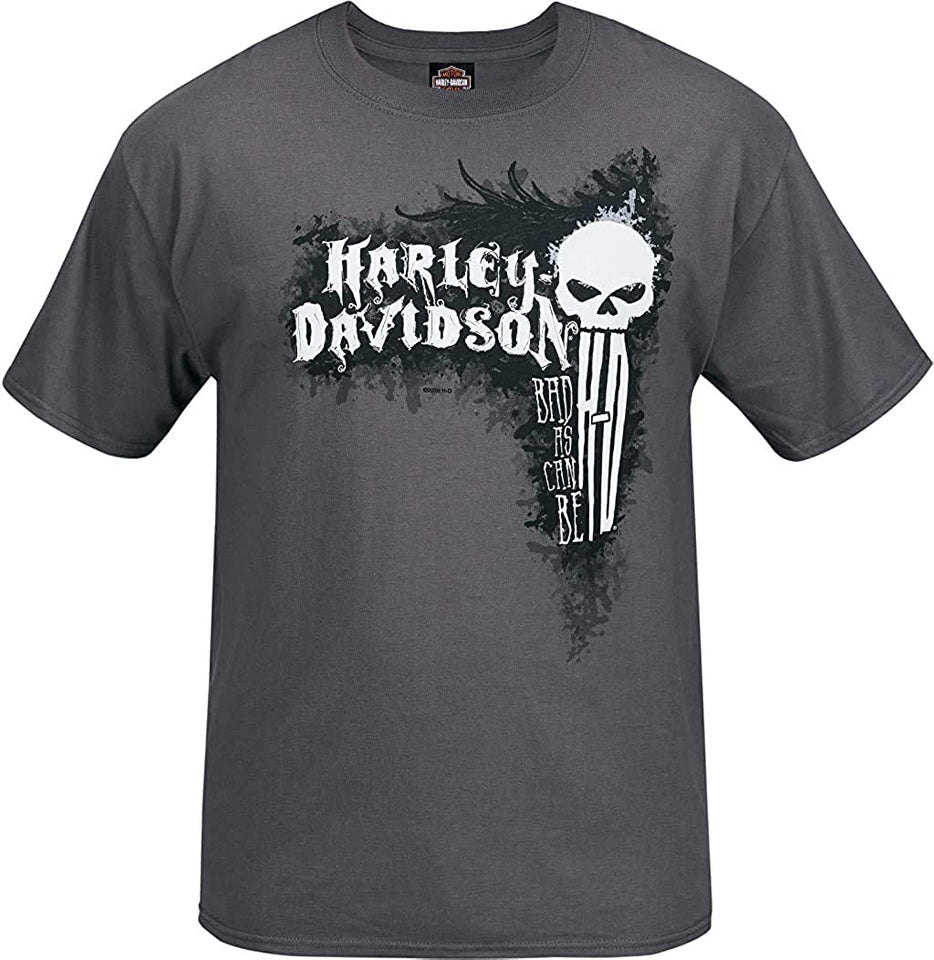 Harley-Davidson Military - Men's Short-Sleeve Smoke Grey Graphic T-Shirt - Bagram Air Base | Can Be Bad