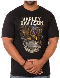 Harley-Davidson Men's Eagle Block B&S Short Sleeve Crew Neck T-Shirt, Black