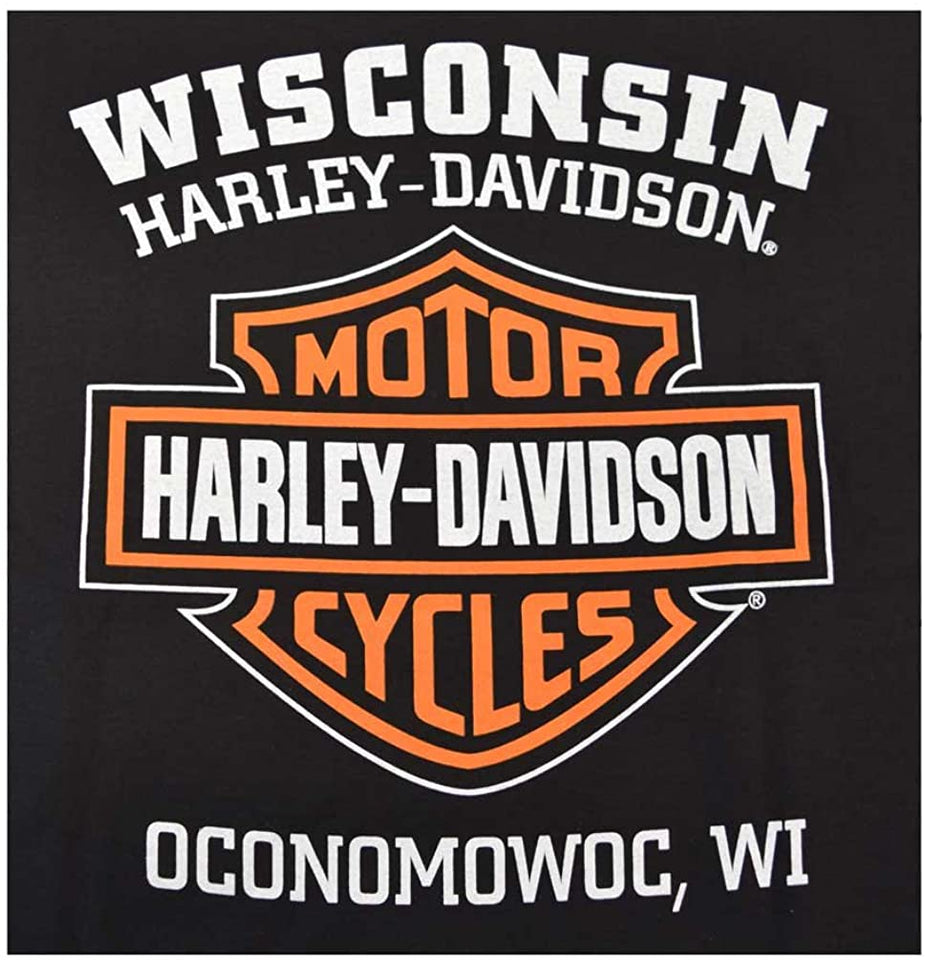 Harley-Davidson Men's Orange Bar & Shield Black T-Shirt 30290591 (2XLT)