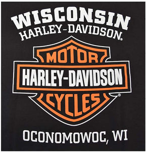 Harley-Davidson Men's Orange Bar & Shield Black T-Shirt 30290591