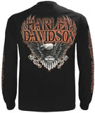 Harley-Davidson Men's Eagle Piston Long Sleeve Crew Shirt, Black 30299947