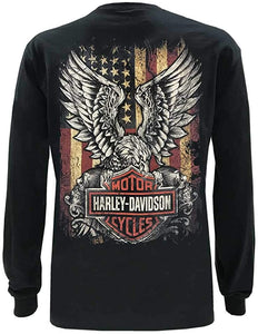 Harley-Davidson Men's Custom Freedom Long Sleeve Crew-Neck Shirt - Black