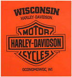 Harley-Davidson Men's Powerband Pistons Long Sleeve Cotton Shirt - Orange