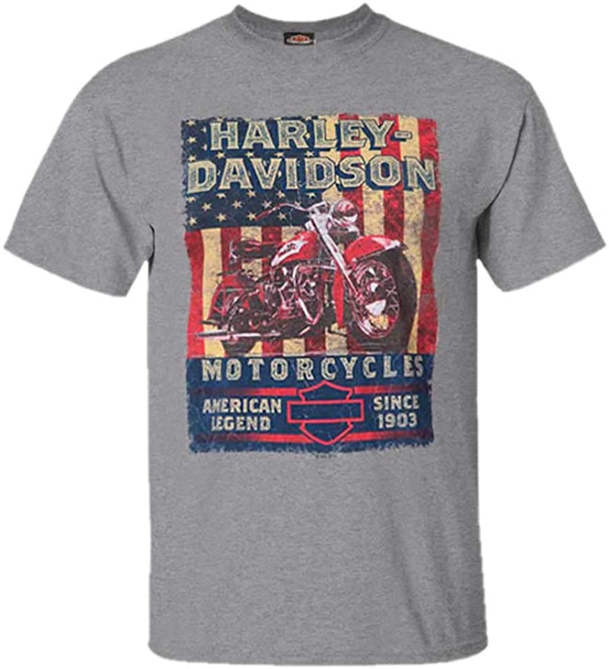 Harley-Davidson Men's American Poster Short Sleeve T-Shirt, Premium Heather Gray