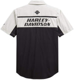 Harley-Davidson Mens Performance Vented Colorblocked Black Short Sleeve Woven Shirt - LG