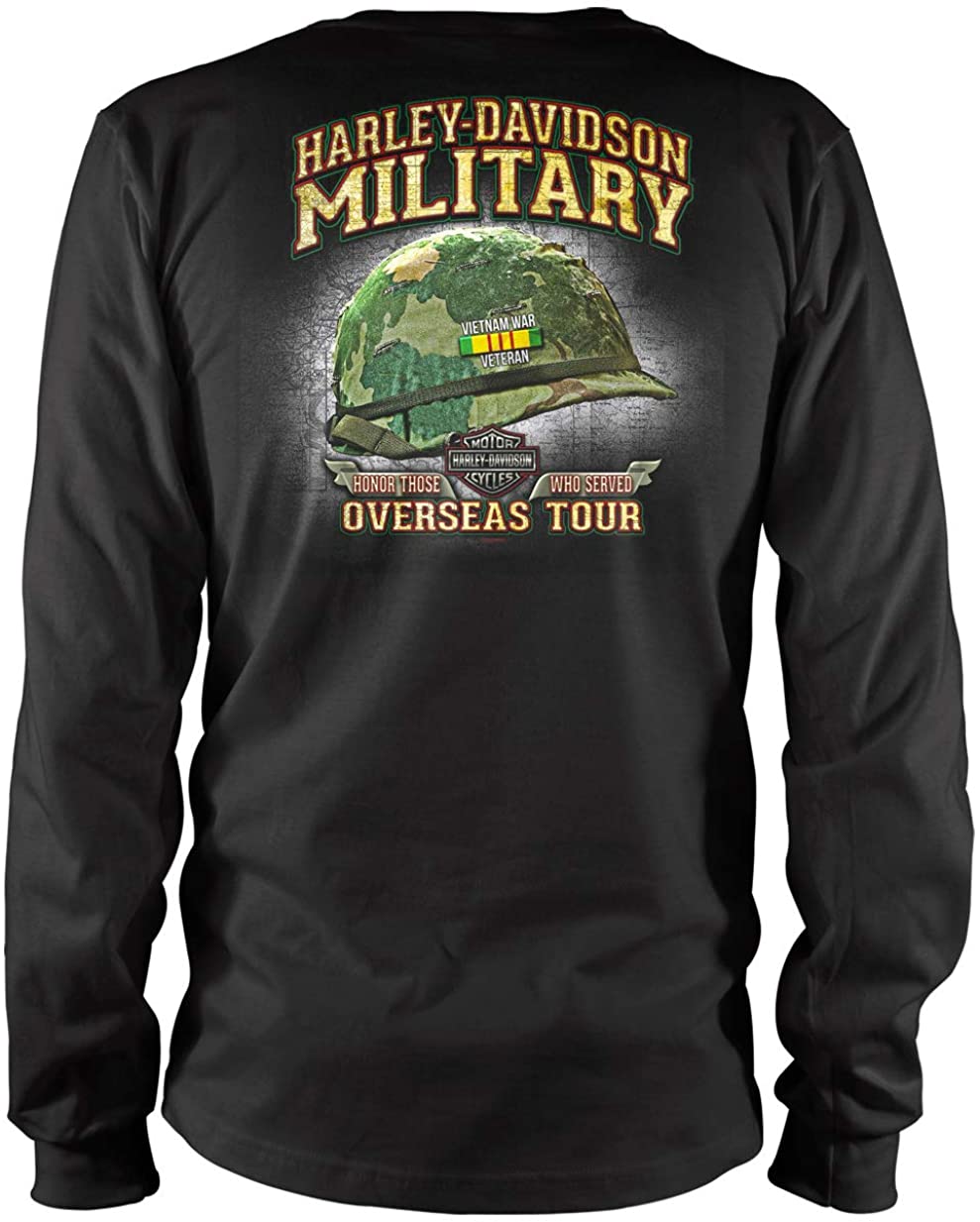 Harley-Davidson Military - Vietnam Veterans Bar & Shield - Men's Black Long-Sleeve Tee