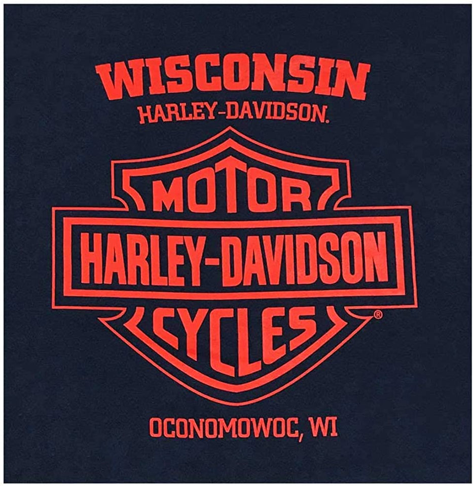 Harley-Davidson Men's Roaming Emblem Long Sleeve Crew Neck Shirt, Navy