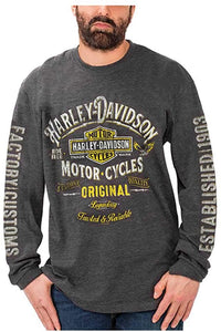 Harley-Davidson Men's Original Bar & Shield Poly-Blend Long Sleeve Shirt, Gray