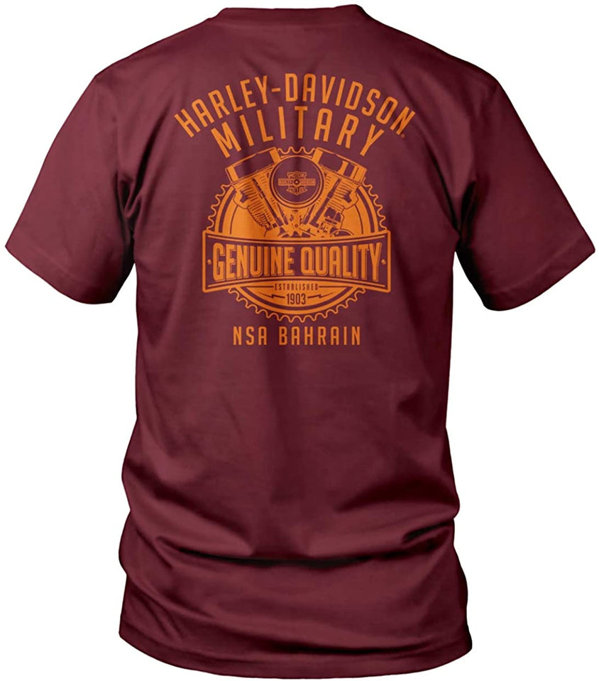 Harley-Davidson Military - Men's Maroon Short-Sleeve Graphic T-Shirt - NSA Bahrain | Cutback