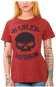 Harley-Davidson Women's Embellished Willie G Skull Crew-Neck Short Sleeve Tee