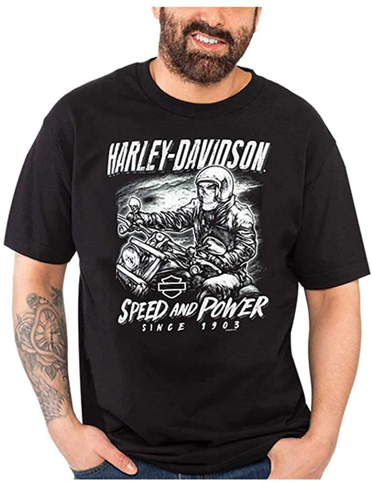Harley-Davidson Men's Speed & Power Biker Short Sleeve Cotton T-Shirt, Black