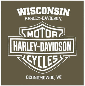 Harley-Davidson Men's Distressed Translate Crew-Neck Short Sleeve T-Shirt, Green