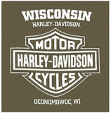 Harley-Davidson Men's Distressed Translate Crew-Neck Short Sleeve T-Shirt, Green