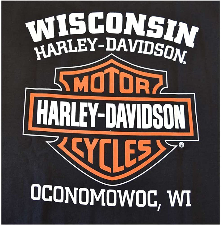 Harley-Davidson Men's Distressed Elongated Bar & Shield Black T-Shirt 30296553