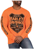 Harley-Davidson Men's Back Alley Long Sleeve Crew-Neck Shirt - Safety Orange