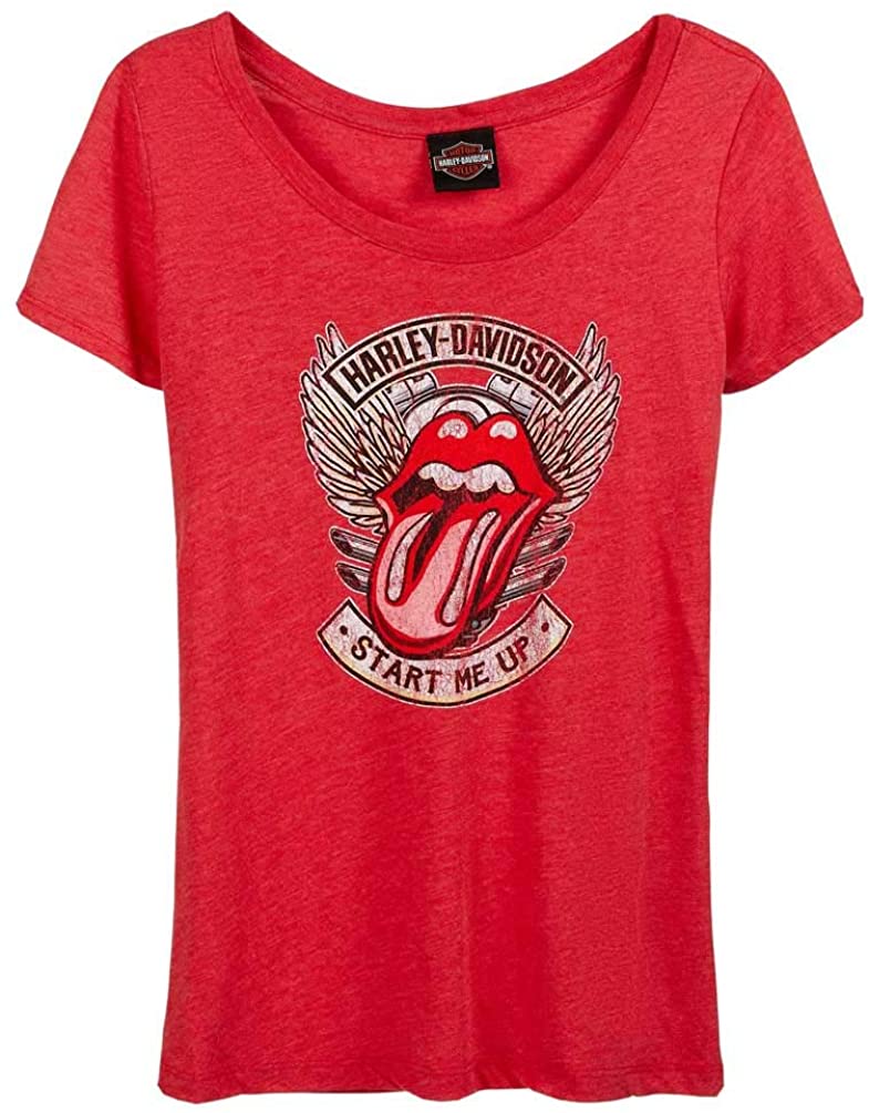 Harley-Davidson Women's Rolling Stones Start Me Up Short Sleeve Tee - Red